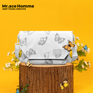 mrace小众设计单肩斜挎包女夏反光蝴蝶个性包包大容量休闲饺子包