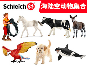 德国Schleich思乐动物模型仿真玩具荷尔斯泰因马杀人鲸金毛犬鹦鹉