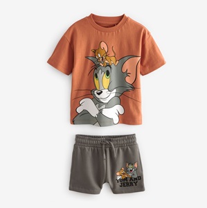 英国Next正品 24春夏季新品 男宝宝男童猫和老鼠平织T恤+短裤套裝