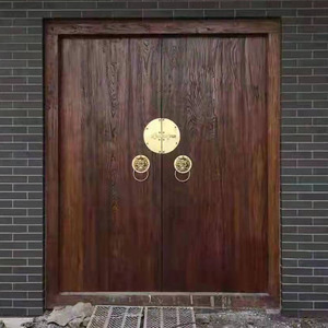 实木定制民宿房间门别墅庭院榆木仿古大门进户门双单开门原木门