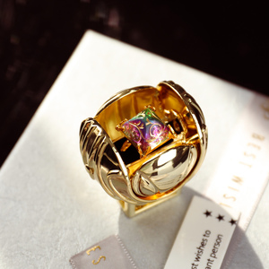 panzoro哈利波特金色飞贼戒指盒复活石戒指求婚婚礼戒指托送女友