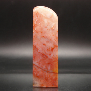 巴林石印章石料篆刻印章红花冻石25*25*83mm