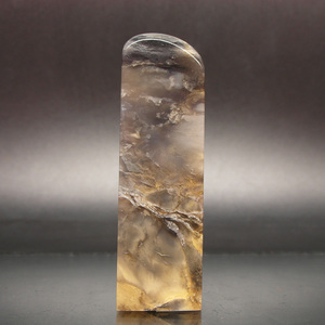 巴林石印章石料篆刻印章牛角冻云水纹冻石23*23*77mm