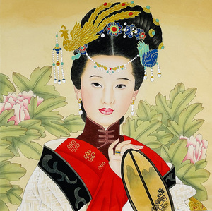 00雅特艺术淘宝纯手绘精品国画仕女古代美女图窈窕美人四尺横幅工笔