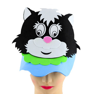 eva幼儿园表演道具小花猫头饰动物黑猫头套面具舞会生日派对帽子