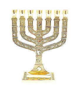 代购犹太教圣地耶路撒冷7分支烛台以色列十二支派黄金h-6.5摆件