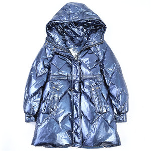 67586 中长款亮面羽绒服女式冬季新品休闲显瘦连帽加厚保暖外套38