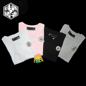 现货 trunks tee 村上隆太阳花 刺绣 短袖t恤 余文乐 情侣装 黑白