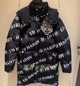 ed hardy 潮牌 专柜代买冬男士虎头长款羽绒服 e12mdm312014-7980