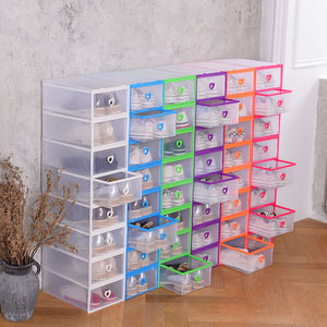2-6个装抽屉式PP塑料鞋盒加厚透明可叠加鞋盒家居生活杂物收纳盒