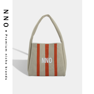 NNO张俪同款条纹小众设计单肩包女包大容量托特包2023新款手提包