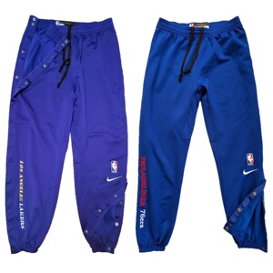 nike湖人/76人20-21赛季速干球员落场版gi收脚长裤扣裤两侧全开