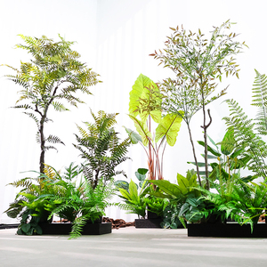仿真网红绿植景观造景长排落地套装蕨类植物店铺室内隔断花槽装饰