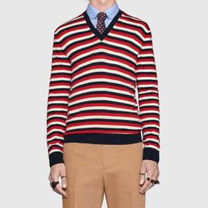荷兰直邮 gucci/古驰男士混色条纹羊毛衫套头毛衣 451416