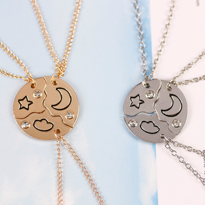 姐妹闺蜜项链拼接吊坠女学生挂件合金挂坠饰品三个友谊信物纪念品