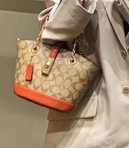 美国代购 coach/蔻驰女士新款lane复古链条手提菜篮子 直邮