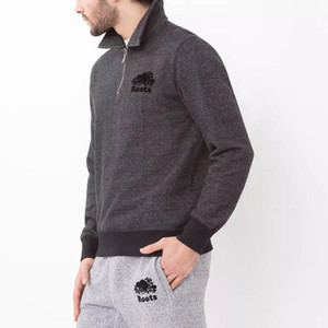 roots秋季新品 男士半开襟翻领衫 休闲卫衣套衫 特价出售