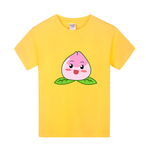 桃子水果圆领短袖夏季男女中大儿童装时尚印花上衣服亲子装t恤衫