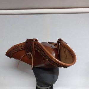 cosplay㊣英国代购 手作迷人复古三角帽船形帽棕色皮革海盗帽子