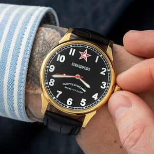 乌克兰代购black◇古着苏联复古五角星夜光指针男士黑色机械手表