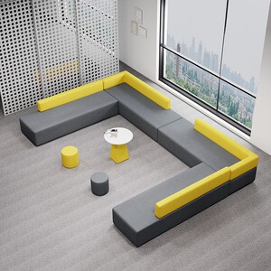 卡座沙发登接待培训机构家长儿童休息区图书馆银行接待沙发定制