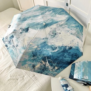 不规则蓝色油画艺术伞大牌同款折叠伞晴雨两用创意涂鸦全自动雨伞