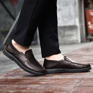 新款京东购物商城男鞋商务休闲鞋男透气男士皮鞋真皮软底鞋时尚