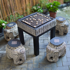 禅意室外围棋桌下棋桌子小茶台户外休闲庭院象棋桌仿石凳石桌茶几