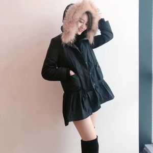 新颖哥弟特2020冬装新款毛领保暖皮草棉衣棉服女中长款大衣外套女