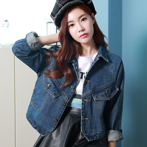 2016新款牛仔外套女宽松短款牛仔衣服女士夹克韩版翻领长袖上衣