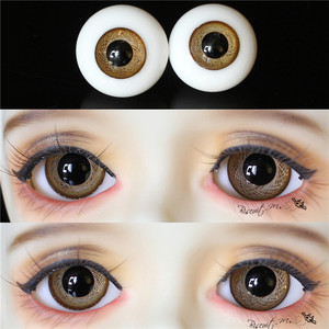 bjd娃娃眼睛灰棕色渐变花纹路14mm16mm玻璃眼珠现货仿真人风眼球