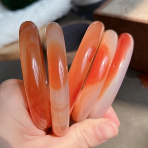 原矿纯天然 马达加斯加冰飘俏色玛瑙 巴西红玛瑙玉髓手镯汉服首饰