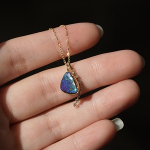 「布琅欧泊」18k金澳洲精品铁欧泊钻石项链