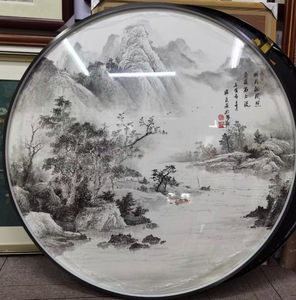 订制山水画 手绘真迹 水墨画 书画国画 字画 圆面70*70画心 宣纸