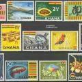 】加纳：普通邮票----鱼|鸟|花|生产|矿产{1959}十三全新