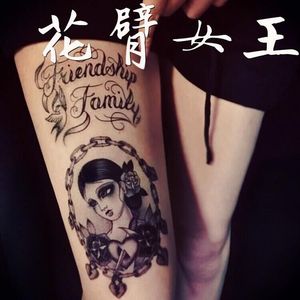 花臂女王tattoo queen d17 原创复古old school字母美女纹身贴