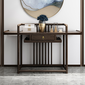 新中式轻奢白蜡木玄关桌条案靠墙简约走廊入户玄关台供桌端景