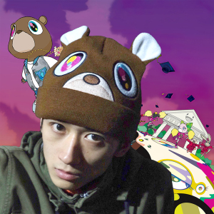 aone4sure dropout 棕色辍学熊yeezy侃爷熊耳朵冷帽毛线帽针织帽