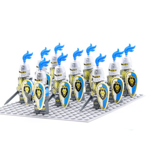 乐高玩具兼容小颗粒益智拼装骑士中古世纪蓝狮军士团战场场景阵容