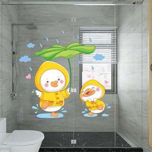 浴室玻璃贴纸儿童卫生间瓷砖贴画3d立体墙贴防水墙纸自粘门贴个性