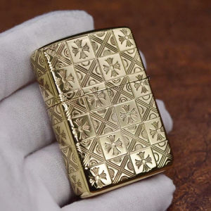 原装 正品 美国zippo 黄铜盔甲机五面复古克罗心格子