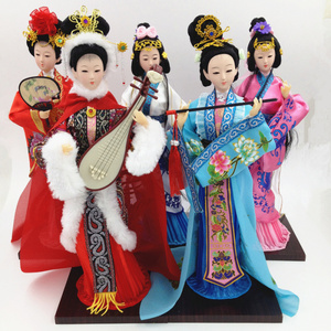 老北京绢人中国传统手工艺品北京特色礼品送老外四大美女娟人摆件