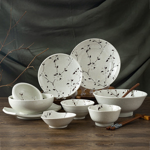 日本进口千代源白雪穗香系列 釉下彩陶瓷餐具 家用饭碗汤碗菜盘
