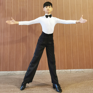 新款少儿拉丁舞表演服装规定服男孩练功服儿童舞蹈比赛服衬裤套装