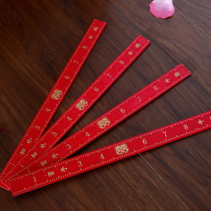 婚庆礼用品结婚新人订婚陪嫁女方嫁妆六证百子千孙尺中式红色尺子