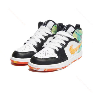 khaki24 air jordan 1 aj1黑白冰淇淋水滴糖果女中帮鞋dj6563-038