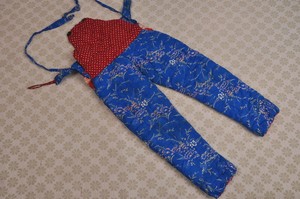 80年代儿童影视道具服装67手工纯棉碎花布背带棉裤my4638怀旧