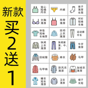 家庭人员衣服分类贴纸儿童玩具收纳盒标签贴物品衣物衣柜防水贴纸
