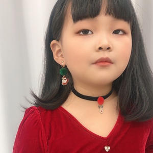 圣诞节礼物可爱圣诞老人毛球女童无痛耳夹小女孩假耳环儿童假耳坠