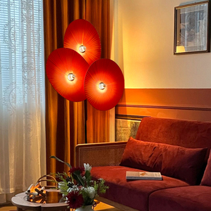 法式复古艺术布艺落地灯中古红色客厅卧室屏风设计师创意装饰casa